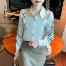 RM25770#真丝高阶定位印花长袖衬衫时尚气质清雅重磅真丝衬衣