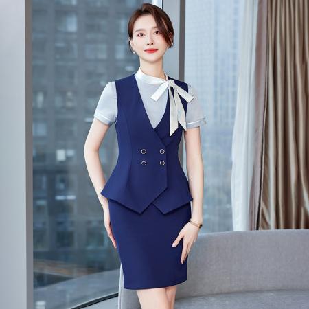 RM33909#小个子短款V领马甲外套女2024春夏季新款高级感双排扣不规则坎肩